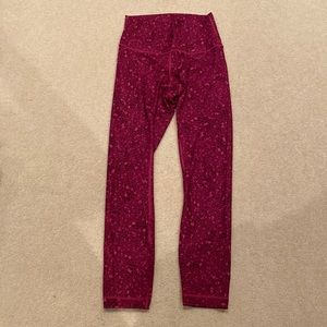 Lululemon wunder under pink pattern leggings size 4